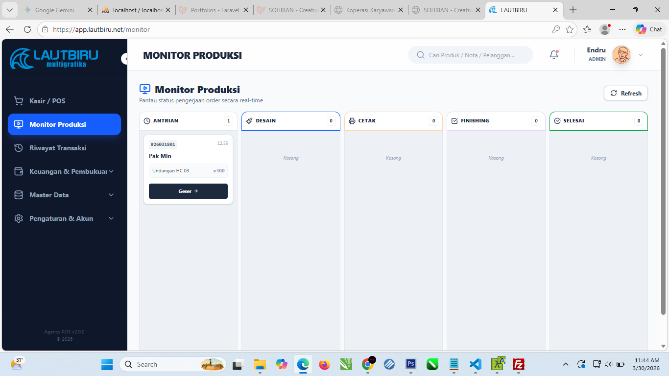 Screenshot POS Agency Desain